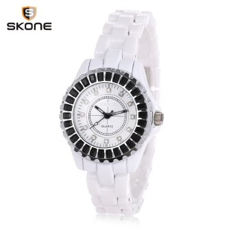 S&L Skone 7240 Women Quartz Watch Artificial Diamond Dial Crystal Bezel Alloy Band Female Wristwatch (Black) - intl  