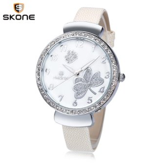 S&L Skone 9382 Women Quartz Watch Artificial Diamond Clover Luminous Female Wristwatch (White) - intl  