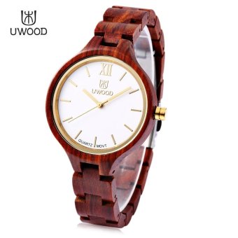 S&L UWOOD UW - 1003 Female Wooden Quartz Watch Daily Water Resistance Nail Shape Scale Wristwatch (Red) - intl  