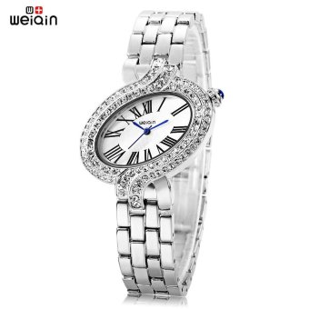 S&L WeiQin W4687 Female Quartz Watch 3ATM Crystal Dial Stainless Steel Band Oval Shape Case Wristwatch (Silver) - intl  