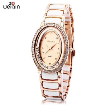 S&L WeiQin W4747 Women Quartz Watch Oval Flowing Artificial Diamond Dial Alloy Band Female Wristwatch (Rose Gold) - intl  