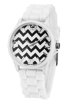 Sanwood® Geneva Unisex Stripes Silicone Band Jelly Gel Quartz Analog Wrist Watch White  