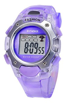 Sanwood® Unisex PVC Band Waterproof Sports Electronic Watch Purple  