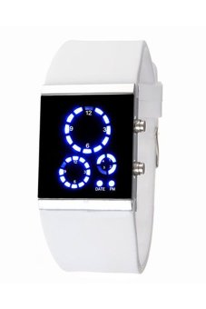 Sanwood® Unisex Silicone Strap LED Digital Sports Wrist Watch White  