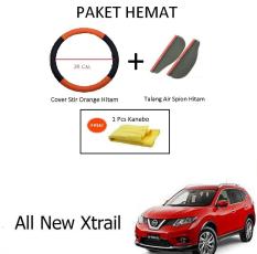 Sarung / Cover Stir / Setir / Steer Mobil All New Xtrail Warna Hitam Orange + Talang Air Spion Hitam