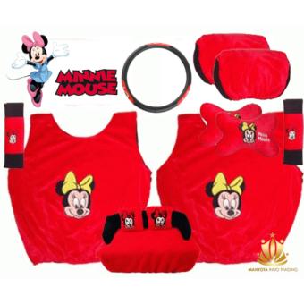 Gambar Sarung Jok Mobil Universal 6 in 1   Bantal Mobil   Car Set MobilMinnie Mouse   Mini Mouse 6in1