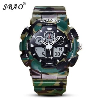 SBAO Luxury Men Sports Watch 2 Time Zone Digital Quartz WatchWaterproof Electronic Men Military Wristwatches relogio masculino(Not Specified)(OVERSEAS) - intl  