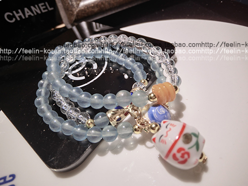 Flash Sale Segar Keramik Lucky Cat Lucky Cat Transporter Kristal Batu Alam Gelang Batu Permata Gelang