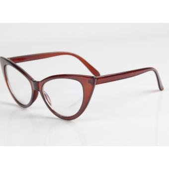Sexy Vintage Fashion Cat-Eye Shape Women Lady Girls Plastic Plain Eye Glasses -Brown