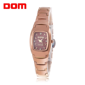 SH DOM W - 327 Female Quartz Watch Tungsten Steel 20ATM Artificial Diamond Dial Wristwatch Coffee - intl  