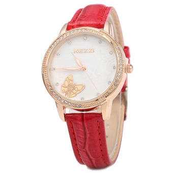 SH KEZZI K - 1178 Women Quartz Watch Casual Butterfly Artificial Diamond Wristwatch Red - intl  