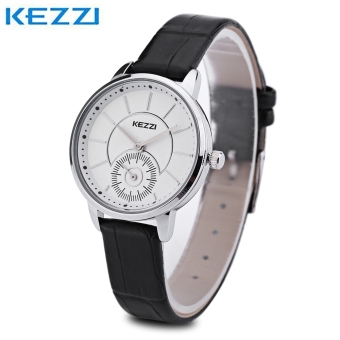 SH KEZZI K - 1287L Female Quartz Watch Working Sub-dial Leather Strap Wristwatch Black - intl  