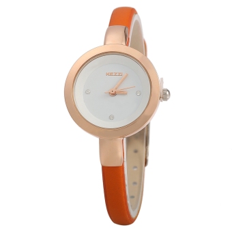 SH KEZZI K - 575 Women Quartz Watch Round Dial Slender Leather Band Wristwatch Orange - intl  