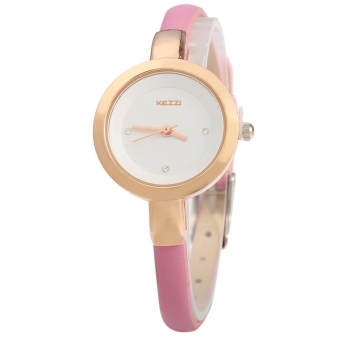 SH KEZZI K - 575 Women Quartz Watch Round Dial Slender Leather Band Wristwatch Pink - intl  
