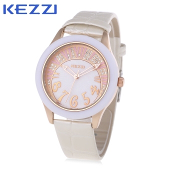 SH KEZZI K - 974 Women Quartz Watch Water Resistance Artificial Diamond Dial Wristwatch White - intl  