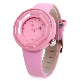 SH KEZZI K708 Female Quartz Watch Water Resistance Leather Band Cutting Surface Dial Wristwatch Pink - intl  