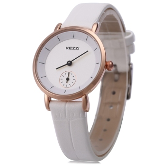 SH KEZZI KW - 1080L Women Quartz Watch Round with Small Second Dial Leather Band Wristwatch White - intl  