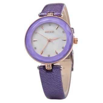 SH KEZZI KW - 952 Women Quartz Watch Irregular Specular Dial Leather Band Wristwatch Purple - intl  