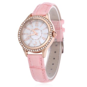 SH Margues M - 3029 Stylish Women Quartz Watch 30M Water Resistance Shell Rhinestone Dial Wristwatch Pink - intl  