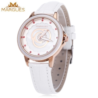 SH MARGUES M - 3047 Women Quartz Watch Luminous Pointer Flower Pattern Dial Artificial Diamond Scale Fashion Wristwatch White - intl  
