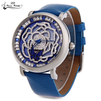SH Princess Butterfly HL592 Women Quartz Watch Japan Movement Austria Crystal Sapphire Mirror Wristwatch Blue - intl  