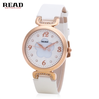 SH READ R28043 Women Quartz Watch Mineral Glass Mirror 3ATM Genuine Leather Band Wristwatch White White - intl  