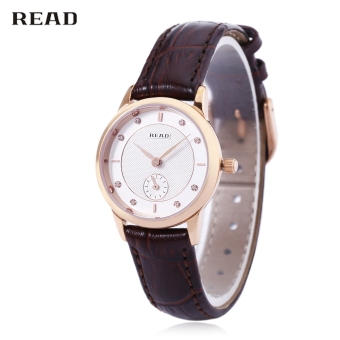 SH READ R6025L Women Quartz Watch Genuine Leather Band Sapphire Mirror 3ATM Wristwatch Brown Brown - intl  