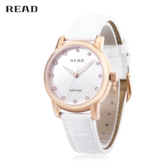 SH READ R6032L Women Quartz Watch Genuine Leather Band Sapphire Mirror 3ATM Wristwatch White White - intl  