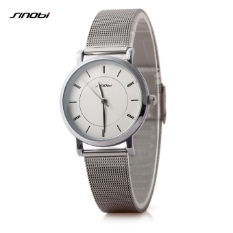 SH SINOBI 9600L Women Quartz Watch Ultrathin Stainless Steel Mesh Strap Water Resistance Wristwatch White - intl  