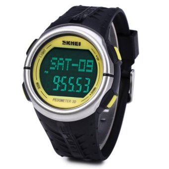 SH Skmei 1058 Multifunctional Heart Rate Tracking Watch PedometerLED Wristwatch Yellow - intl  