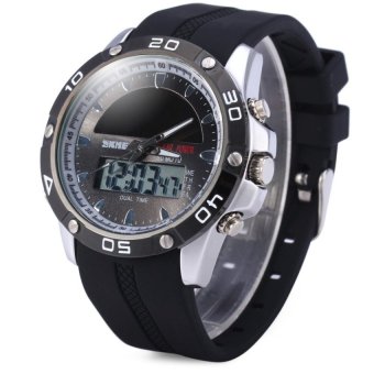 SH Skmei 1064 Solar Power Dual Movt LED Watch Military SportsWristwatch Silver - intl  