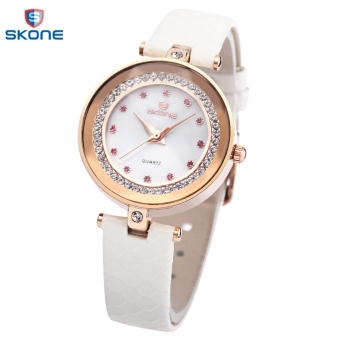 SH SKONE 9379 Female Quartz Watch Artificial Diamond dial Solid Mirror Imported Movt Wristwatch White - intl  