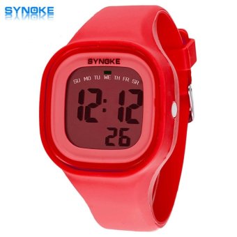 SH Synoke 66896 Colorful Lights LED Sports Watch Water Resistancewith Day Date Alarm Stopwatch Function Red - intl  