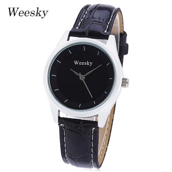 SH Weesky 1285 Women Quartz Watch Leather Band Pin Buckle Wristwatch Black - intl  