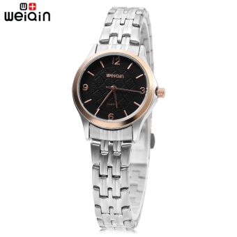 SH WEIQIN W00105L Female Quartz Watch Water Resistance Stainless Steel Strap 3ATM Wristwatch Black - intl  