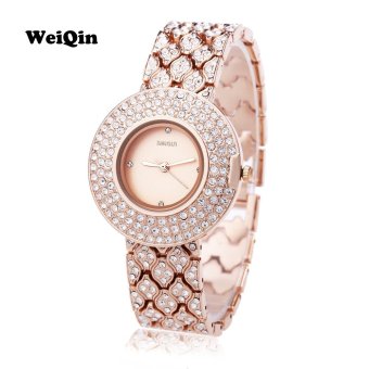 SH WEIQIN W4243 Female Quartz Watch Artificial Crystal Diamond Dial Stainless Steel Band Wristwatch - intl  