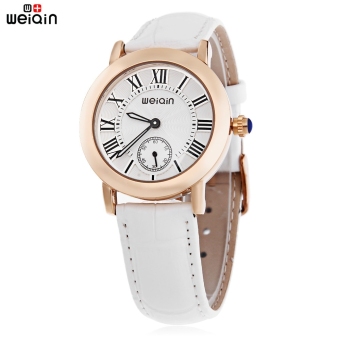 SH WeiQin W4813E Women Quartz Watch Luminous Genuine Leather Strap Water Resistance Wristwatch White - intl  