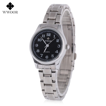 SH WWOOR 8805L Female Quartz Watch Stainless Steel Strap Water Resistance Wristwatch Black - intl  