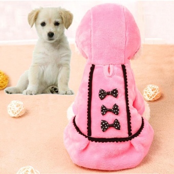 Gambar shangqing Pet Dog Fleece Lined Sweatshirt Winter Coat Bow TieHoodie, Pink.   intl