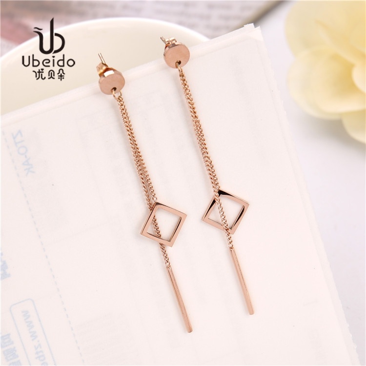 Flash Sale SHININGSTAR Korea Fashion Style perempuan persegi anting-anting rumbai anting