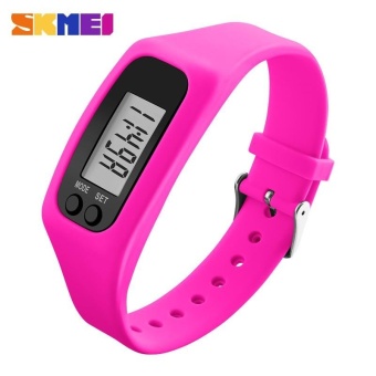 SKMEI 1207 Women's Sports Watches Pedometer Calorie Sport Mileage Digital Watch Colorful Silicone Strap Fashion Wristwatches - Rose Red - intl  