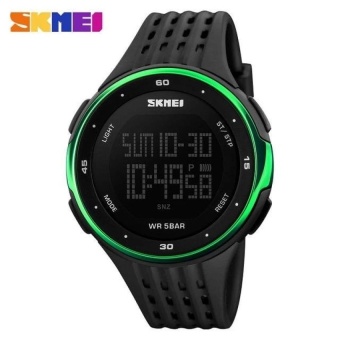 SKMEI 1219 Sports Fashion Watches Waterproof LED Digital Military Watch Men and Women's Swim Climbing Outdoor Casual Pu Strap Wristwatch - Green - intl  