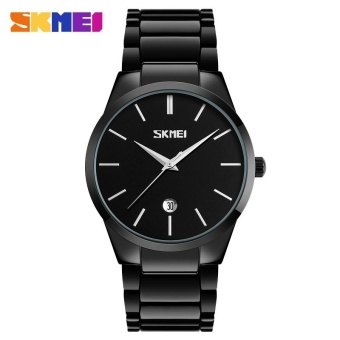 SKMEI 9140 Stainless Steel Watch Men's Uniform Watch Men's Waterproof Watch-Black  