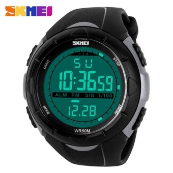 SKMEI Brand 1025 LED Digital Mens Military Watch Men Sports Watches 5ATM Swim Climbing Fashion waterproo Casual Men Wristwatches(Grey) - intl  