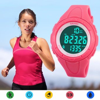 SKMEI Brand Women's Watch Pedometer 50m Waterproof Student Girls Digital Fitness Watches Outdoor Sports Running Swimming Wristwatches (Rose) - intl  