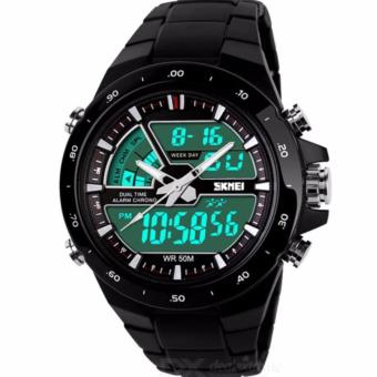 SKMEI Fashion Men's Sport LED Waterproof Rubber Strap Wrist Watch -Black 1016 - intl  