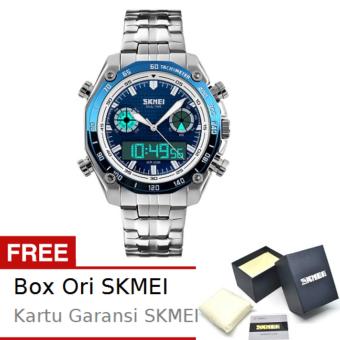 SKMEI Force Biru - Jam Tangan Pria - Rantai Stainless Steel - 1204 Elegant Blue + Free BOX ORI SKMEI  
