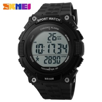 SKMEI Hot Sports Pedometer Digital Watch Fashion Casual Fitness Multifunctional For Men Women Outdoor Wristwatches LED(Black)  