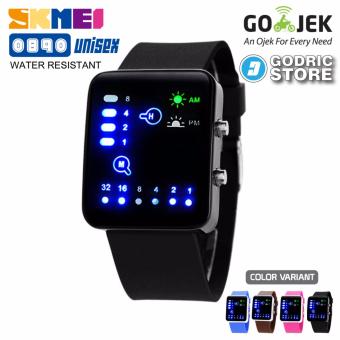 SKMEI Jam Tangan Trendy Pria Cowok Wanita Cewek Stylish Casio LED Digital Water Resistant 0890 0890F Original - Hitam  