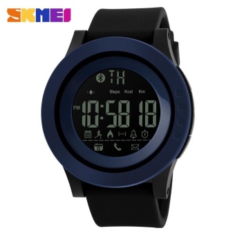 SKMEI Men's Waterproof Electronic Watch Calorie Step Bluetooth Watch 1255 Blue - intl  